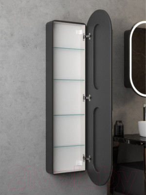 Шкаф с зеркалом для ванной Континент Elmage Black Led 45x160 - фото 6 - id-p211790652