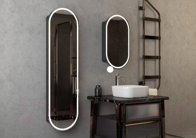 Шкаф с зеркалом для ванной Континент Elmage Black Led 45x160 - фото 7 - id-p211790652