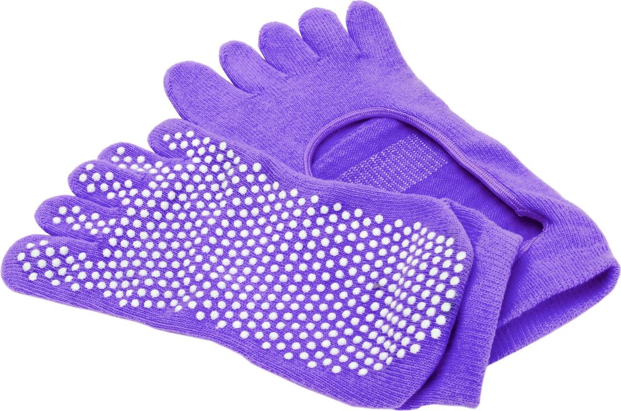 Носки противоскользящие для занятий йогой открытые, фиолетовые - фото 1 - id-p211797826