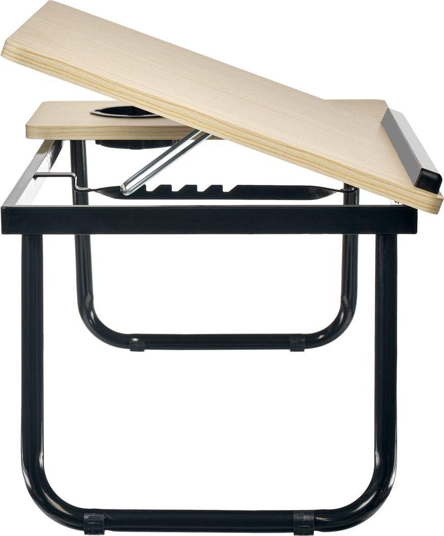 Стол складной с подъёмной крышкой и подстаканником «ВИТА», 55x32x25см, мдф, металл, св.дерево, черный - фото 5 - id-p211797921