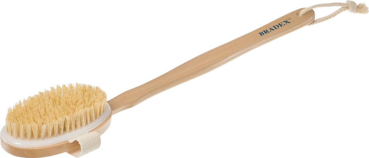 Щётка для сухого массажа из чайного дерева с щетиной кактуса со съемной ручкой 43 см - фото 1 - id-p211797968