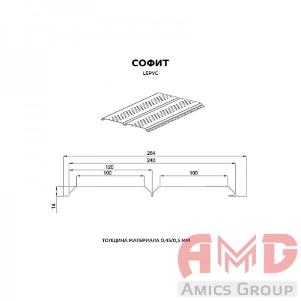 Софит Lбрус-15х264 перфорированный под дерево ECOSTEEL Matt - фото 4 - id-p211787808