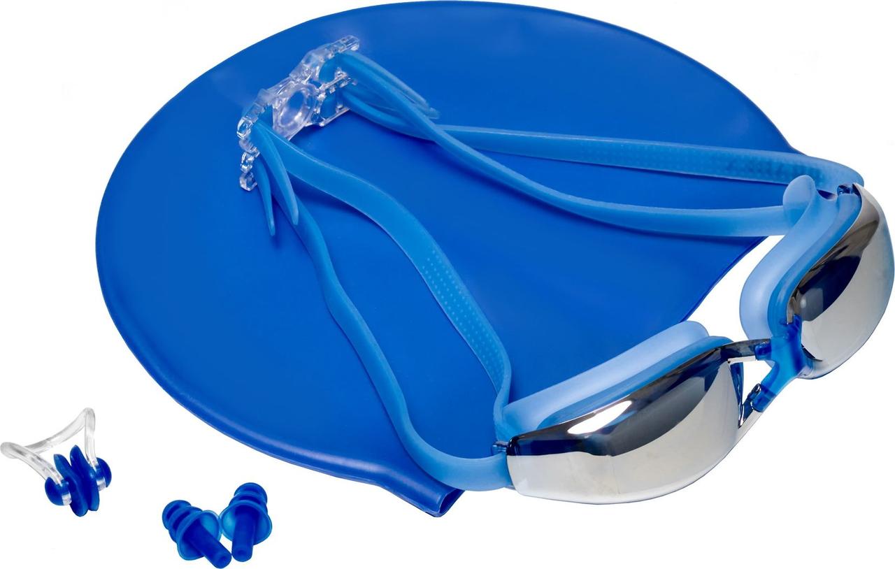 Набор для плавания: шапочка, очки, зажим для носа, беруши для бассейна - фото 1 - id-p211798121