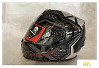 Мотошлемы Хорс-Моторс Шлем для водителей и пассажиров мотоциклов и мопедов (черный глянцевый, дизайн, M)