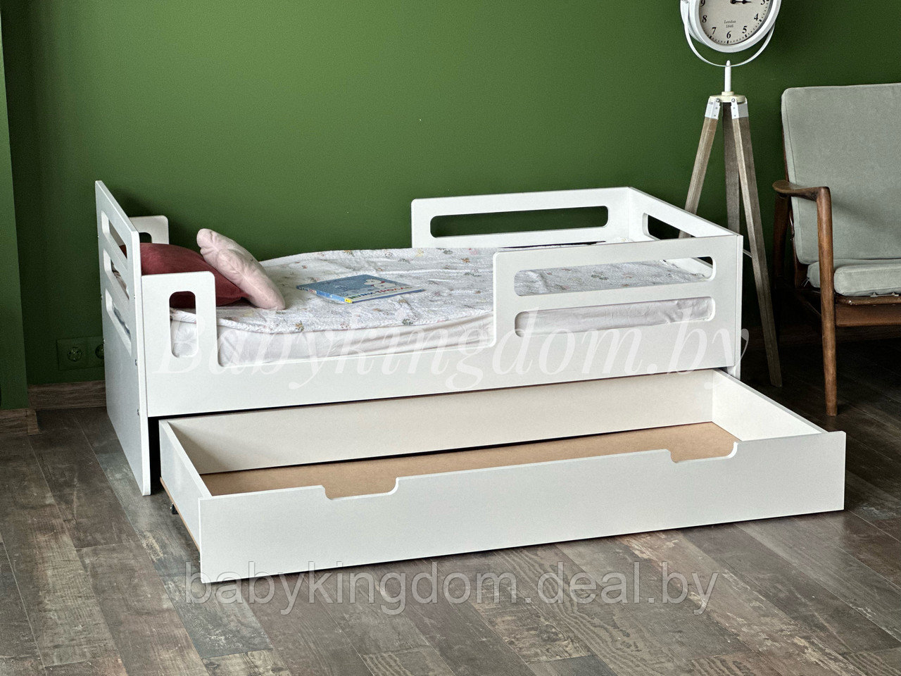 Односпальная кровать "Малыш" из МДФ с бортом и ящиком 160х80 - фото 4 - id-p211800306
