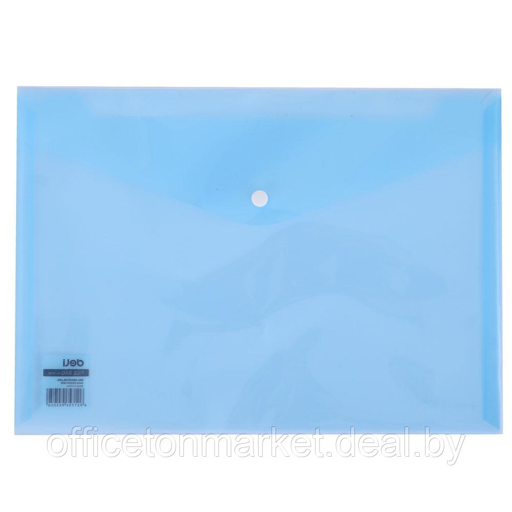 Папка-конверт на кнопке "Deli", A4, синий - фото 1 - id-p211738258
