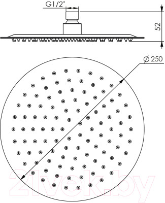 Лейка верхнего душа Rubineta Olo Round 250 / 622079 - фото 4 - id-p211803202