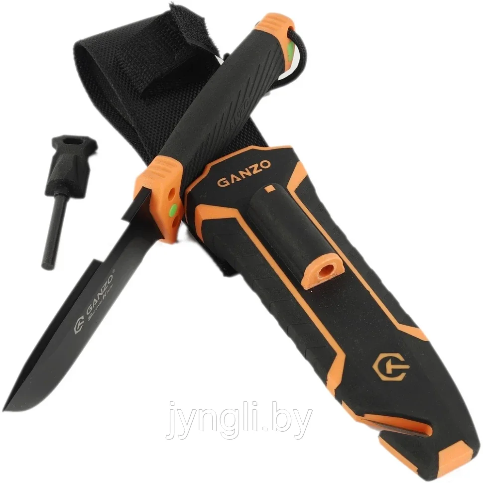 Нож Ganzo G8012V2-OR оранжевый с паракордом - фото 3 - id-p211829677