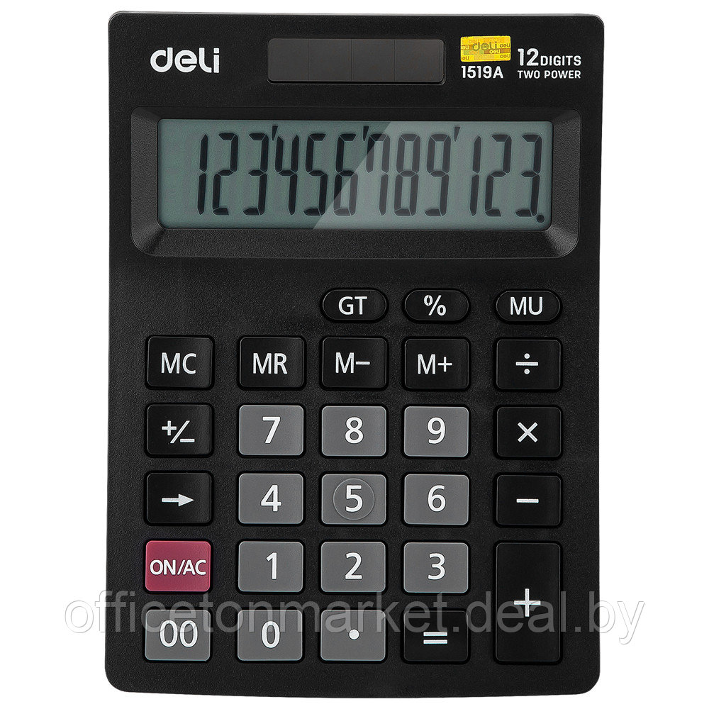Калькулятор настольный Deli Core "1519A", 12-разрядный, черный