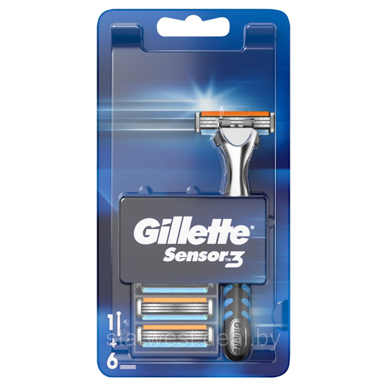 Gillette Sensor 3 с 6 кассетами Бритва / Станок для бритья мужской - фото 3 - id-p211870416