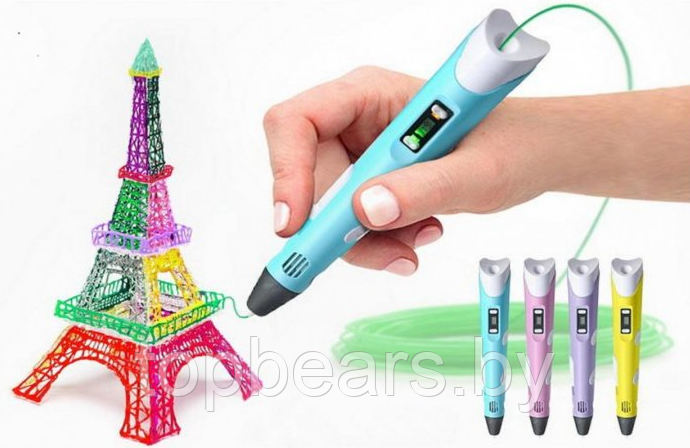 3D ручка 3Dpen-2 для создания объемных изображений с LCD-дисплеем 1 рулон ABS-пластика в комплекте, набор для - фото 9 - id-p195062700