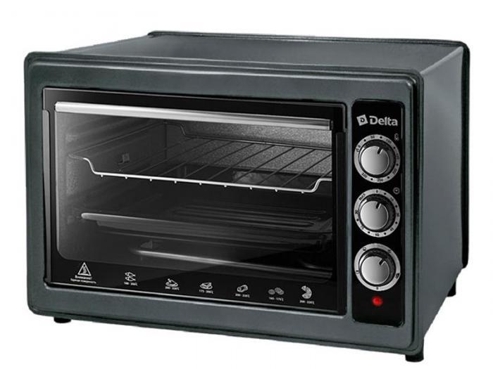 Домашняя мини печь для выпечки электропечь бытовая настольная компактная кухонная на дачу Delta D-0124 черная