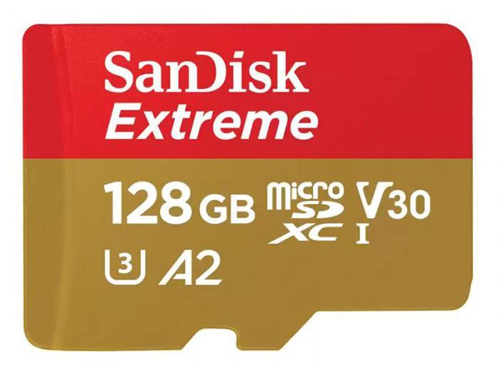 128Gb - SanDisk Extreme Micro Secure Digital XC Class 10 UHS-I A2 C10 V30 U3 SDSQXAA-128G-GN6MN - фото 1 - id-p208363075