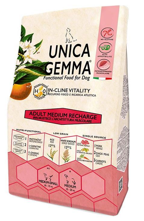 Unica Gemma Adult Medium Recharge (свинина и рис), 2 кг - фото 1 - id-p211889536