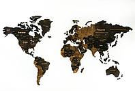 Карта мира. Деревянный пазл Woodary многоуровневый на стену (венге)