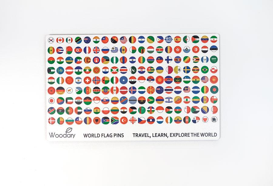 Комплект флагов-пинов для карт мира из дерева