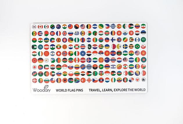 Комплект флагов-пинов для карт мира из дерева, фото 2