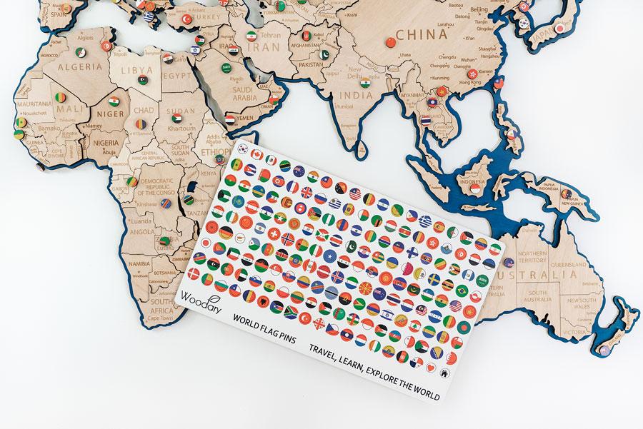 Комплект флагов-пинов для карт мира из дерева - фото 7 - id-p211889363