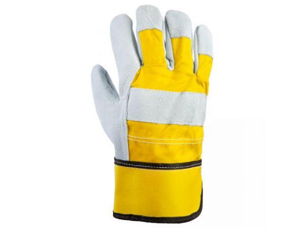 Перчатки спилковые комбинированные, 10/XL, серый/желтый, Jeta Safety (кожа класса АВ)