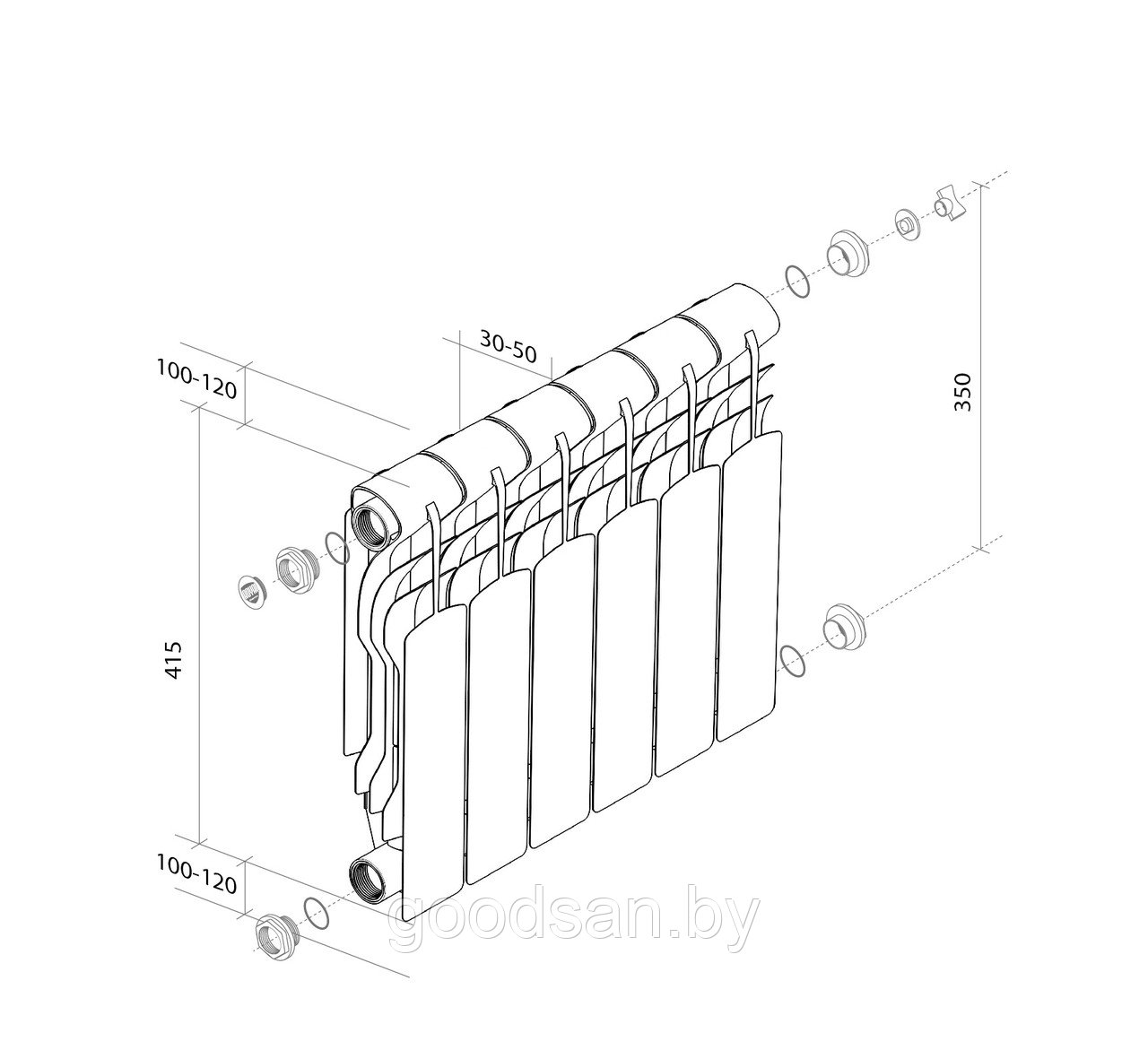 Радиатор ROYAL THERMO REVOLUTION 350/80 биметалл(любая скрутка) - фото 2 - id-p23889312