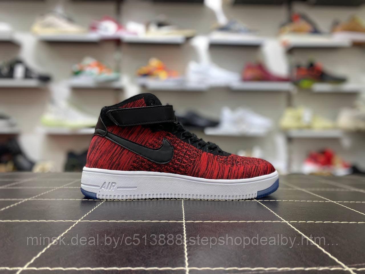 Кроссовки Nike Air Force 1 Flyknit Mid red 45 - фото 1 - id-p211928035