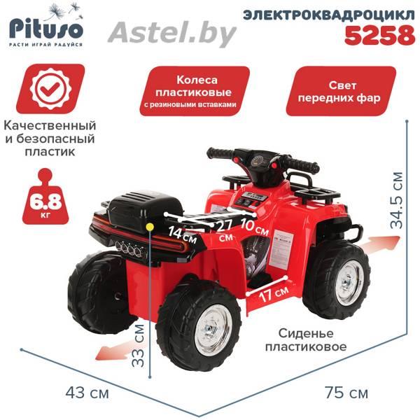 Электроквадроцикл Pituso 5258 (красный) 6V/4.5Ah*1,20W*1 Красный/RED 5258-Red - фото 5 - id-p211941444