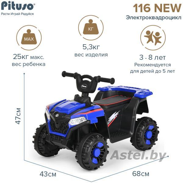Электроквадроцикл PITUSO 116-NEW 6V/4.5Ah,20W*1 Blue/Синий 2600005-Blue - фото 5 - id-p211941448