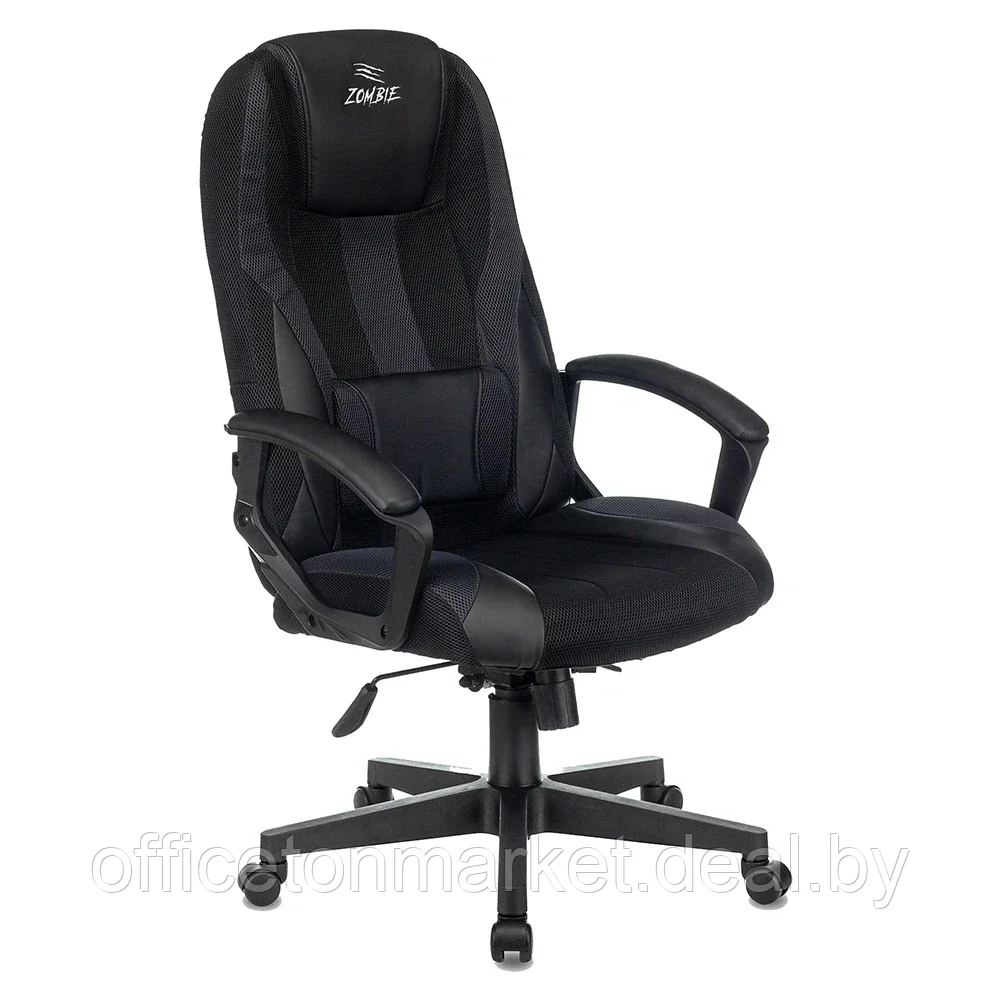 Кресло игровое "Бюрократ Zombie 9", текстиль, экокожа, пластик, черный,серый - фото 1 - id-p181608724
