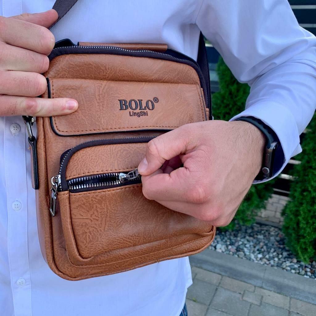 Классическая мужская сумка-мессенджер Bolo LingShi (плечевой ремень, ручка для переноски) - фото 5 - id-p211952121