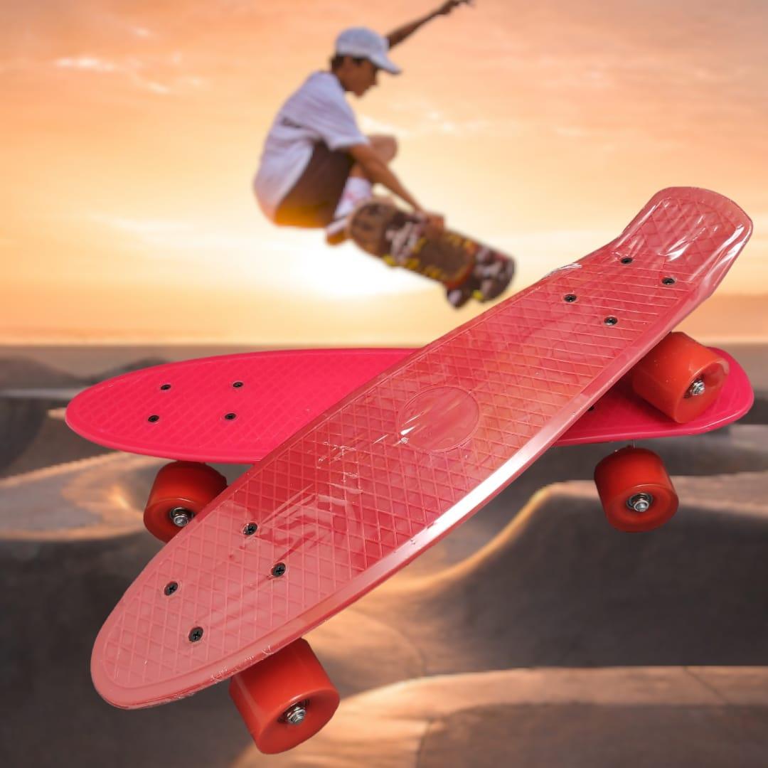 Скейт Пенни Борд (Penny Board) однотонный, матовые колеса 2 дюйма (цвет микс), до 60 кг. Красный - фото 1 - id-p211951669