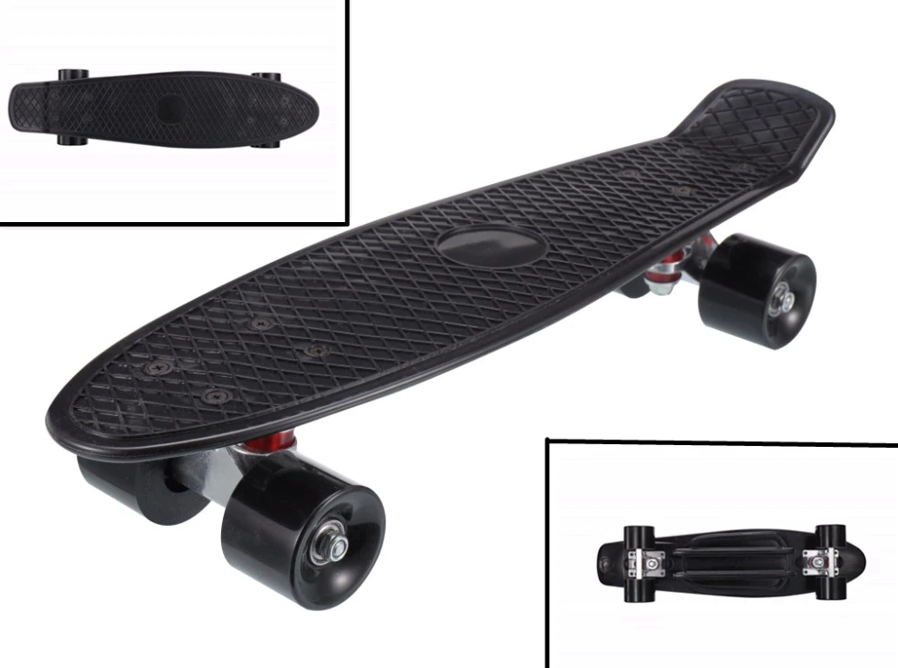 Скейт Пенни Борд (Penny Board) однотонный, матовые колеса 2 дюйма (цвет микс), до 60 кг. Черный - фото 1 - id-p211951670