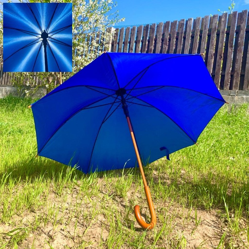 Зонт-трость универсальный Arwood Полуавтоматический / деревянная ручка Синий - фото 1 - id-p211951707