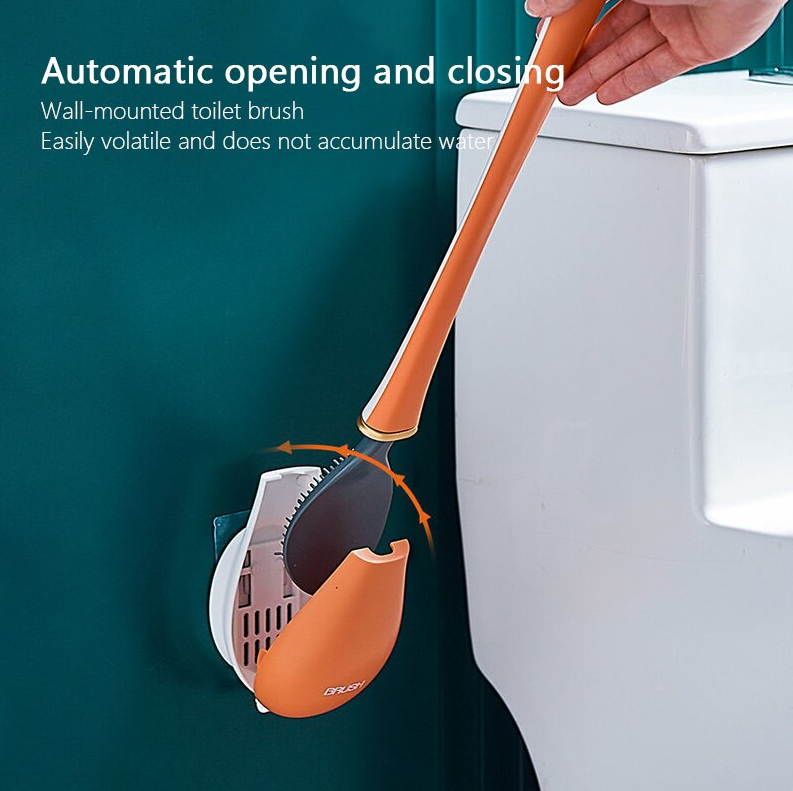 Ершик из эластичного силикона VIP Brush Туалетная плоская щетка для чистки унитаза Оранжевый - фото 8 - id-p211952546