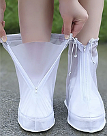 Защитные чехлы (дождевики, пончи) для обуви от дождя и грязи с подошвой цветные, Белые р-р 45-46 (3XL)