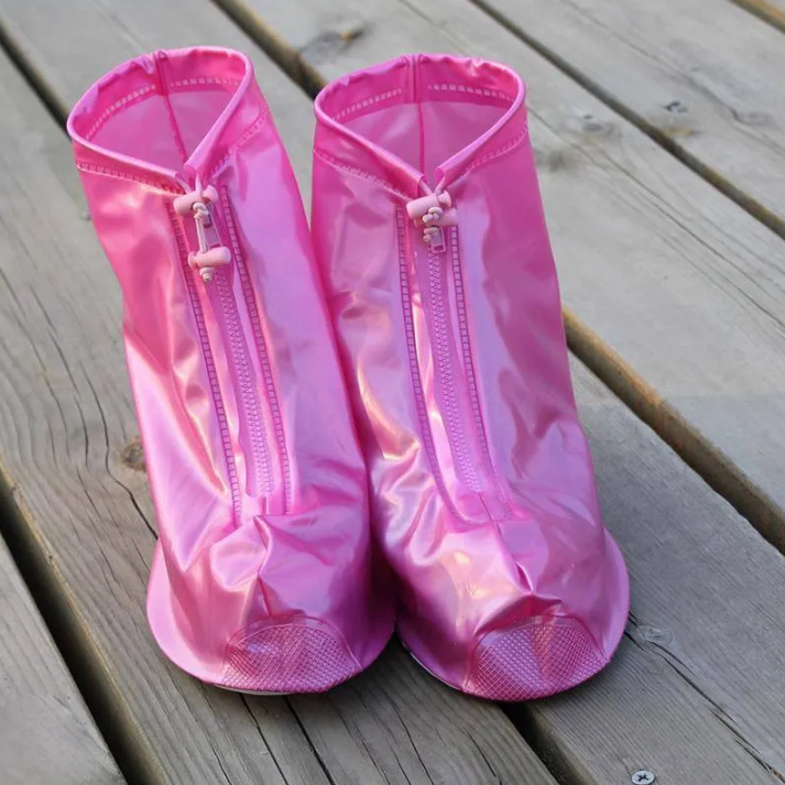 Защитные чехлы (дождевики, пончи) для обуви от дождя и грязи с подошвой цветные, Розовые р-р 45-46 (3XL)