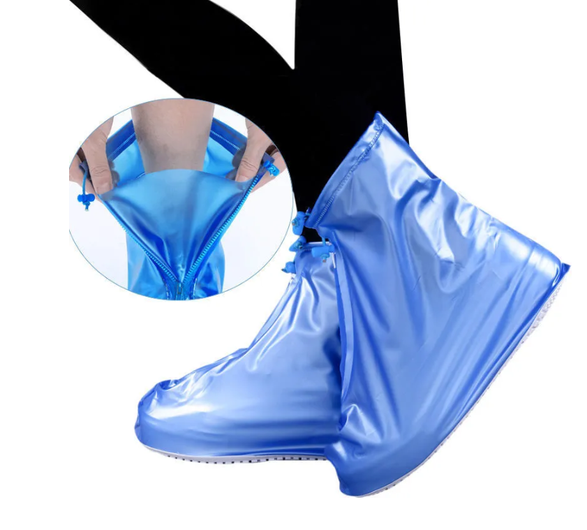 Защитные чехлы (дождевики, пончи) для обуви от дождя и грязи с подошвой цветные, Синие р-р 41-42 (XL) - фото 1 - id-p211952580