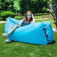 Надувной диван (Ламзак) XL дл. 215 см, с двумя кармашками Голубой