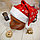 Новогодний колпак Деда Мороза с опушкой / белые снежинки, красный плюш, фото 2