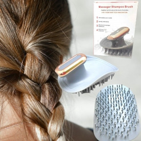 Массажная щетка для головы и волос Massager Shampoo Brush (2 режима, USB) / Влагозащитная моющая и массажная - фото 1 - id-p210578645