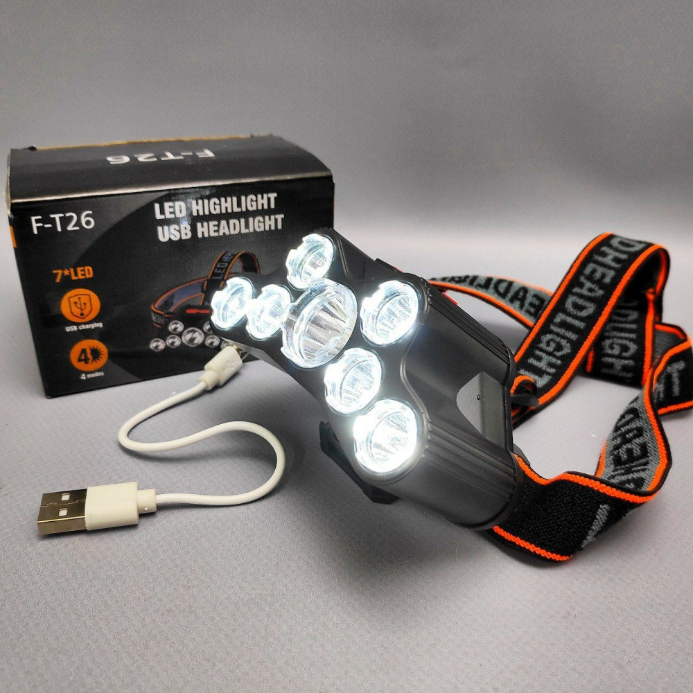 Налобный светодиодный фонарь Led Highlight USB Headlight F-T26 (4 режима работы) - фото 3 - id-p209827669