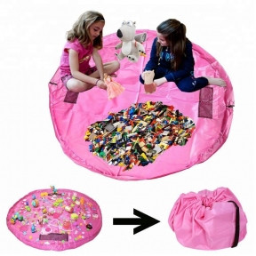Коврик - сумка 2 в 1 для игр и хранения игрушек Queens Toy Storage Bag 144 см Розовый - фото 1 - id-p211954168