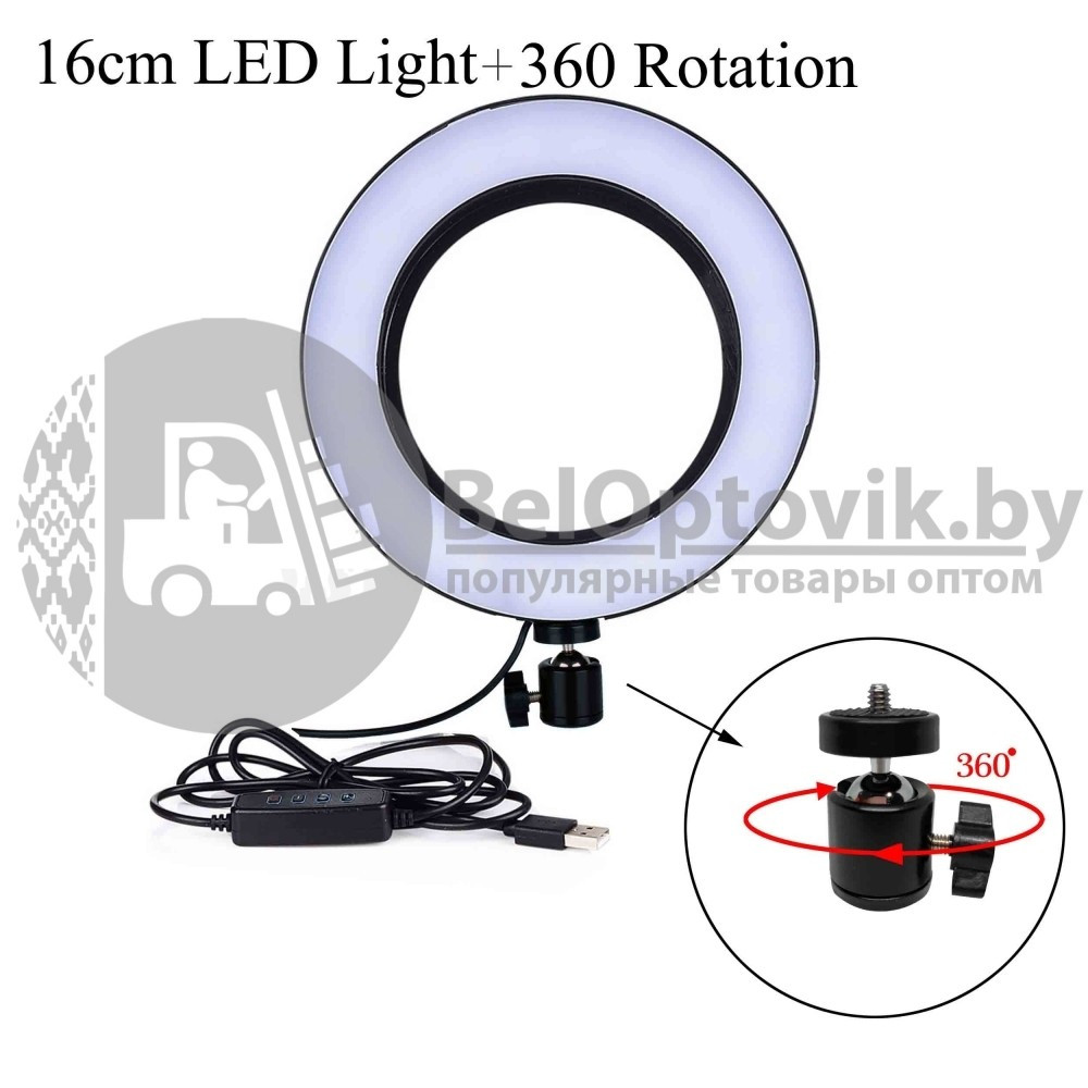 Кольцевая светодиодная лампа подсветка (селфи кольцо) MINI RING FILL Light LED 160 / d 26 см ШТАТИВ - фото 9 - id-p211954361
