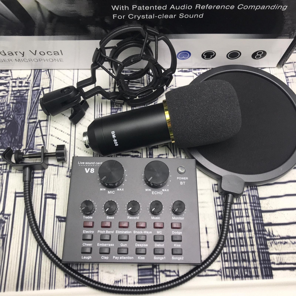 Студийный микрофон для домашней звукозаписи, караоке, стриминга и блогинга BM-800 в комплекте с микшерным - фото 5 - id-p181588883