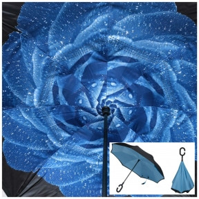 Зонт наоборот UnBrella (антизонт). Подбери свою расцветку настроения Синий пион с капельками росы - фото 1 - id-p211954375