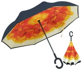 Зонт наоборот UnBrella (антизонт). Подбери свою расцветку настроения Оранжевые бархатцы - фото 1 - id-p211953878