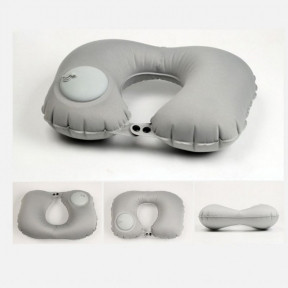 Надувная подушка в путешествия для шеи со встроенной помпой для надувания Travel Neck Pilows Inflatable - фото 1 - id-p211954406
