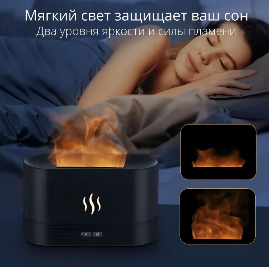 Аромадиффузор - ночник с эффектом пламени Flame Humidifier SL-168 с пультом ДУ Черный Матовый/Цветное пламя - фото 4 - id-p201244578