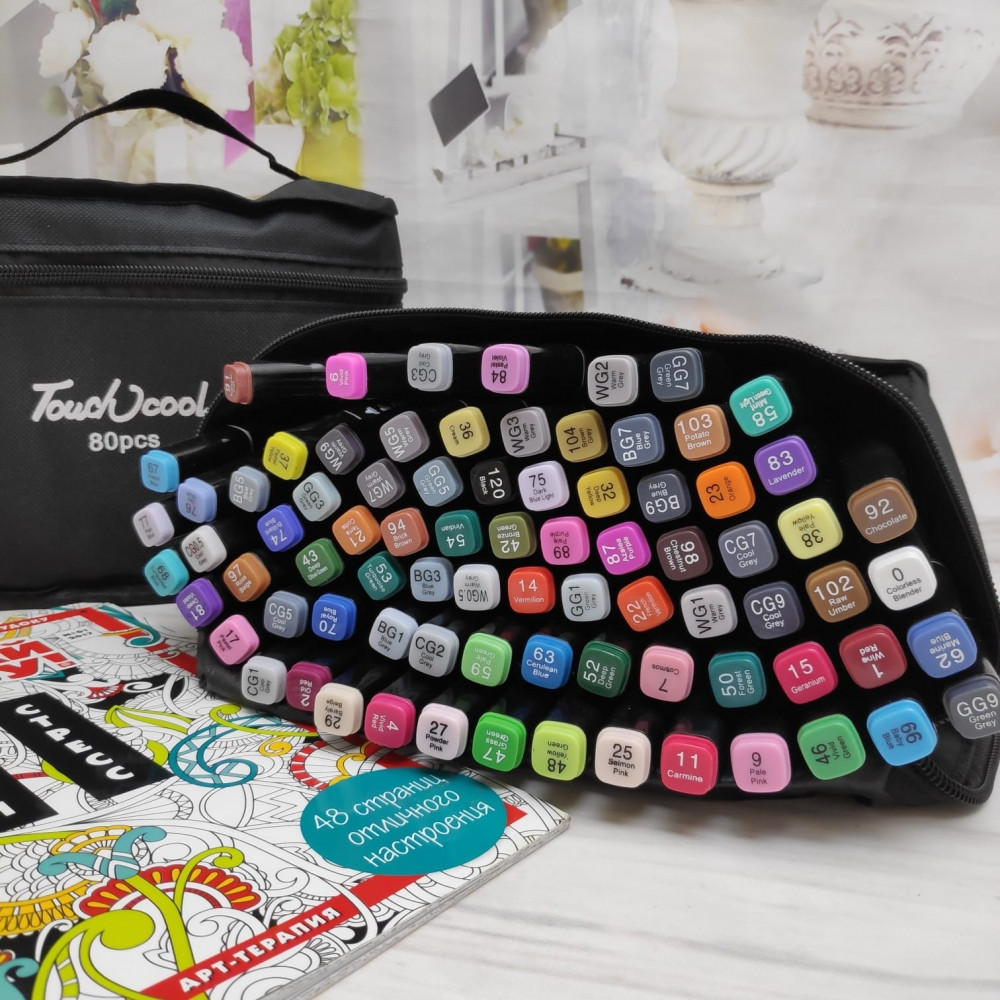 Маркеры - фломастеры для скетчинга Touch NEW, набор 80 цветов (двухсторонние) - фото 3 - id-p181591399