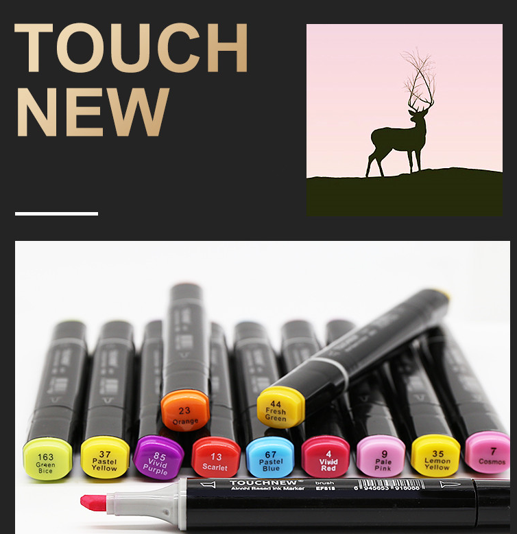 Маркеры - фломастеры для скетчинга Touch NEW, набор 80 цветов (двухсторонние) - фото 7 - id-p181591399