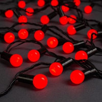 Уличная гирлянда Нить Шарики 1.5 см, IP44, тёмная нить, 200 LED, 8 режимов, 220 В, 20 метров Красное свечение